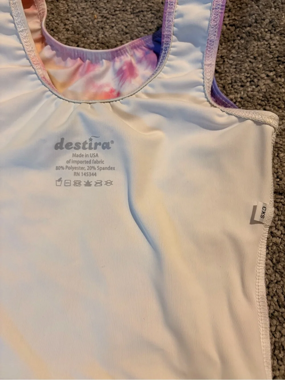 Girls Tie-Dye Gymnastics Leotard- Purple Pink Yellow